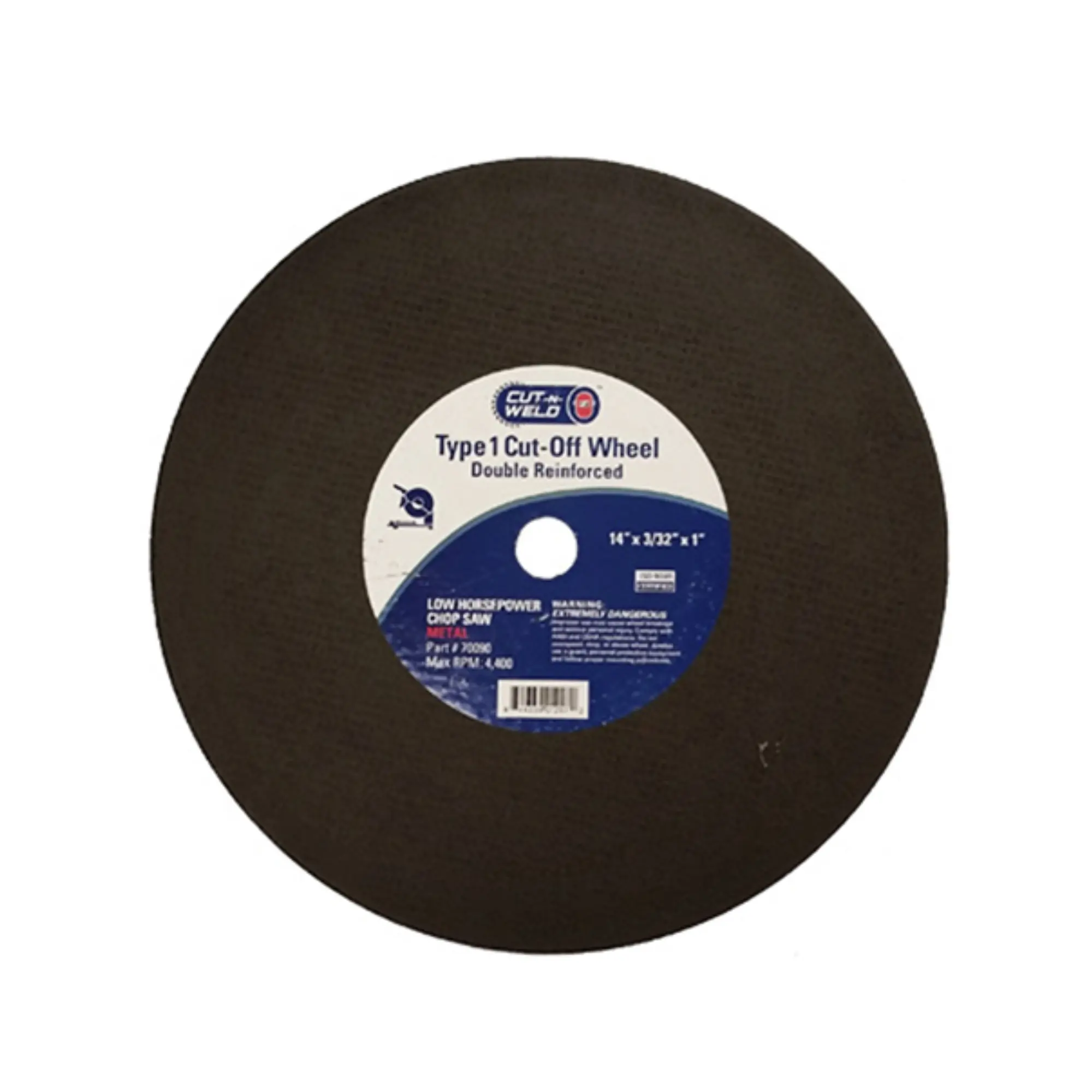 Type 1 Low Horsepower Chop Saw Wheels, Double Reinforced 14" x 3/32" x 1"